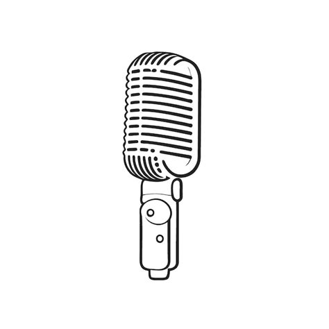 Premium Vector Microphone Vector Illustration Line Art