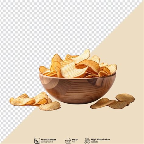 Premium Psd Potato Chips Wooden Bowl Isolated On Transparent Background