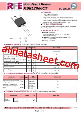 MBRL2060CT Datasheet PDF RFE International