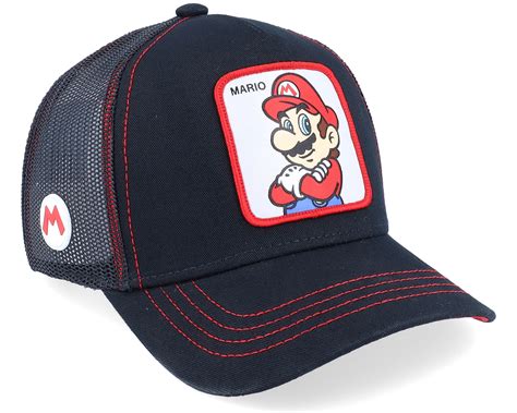 Super Mario Bros Mario 2 Black Trucker Capslab Cap