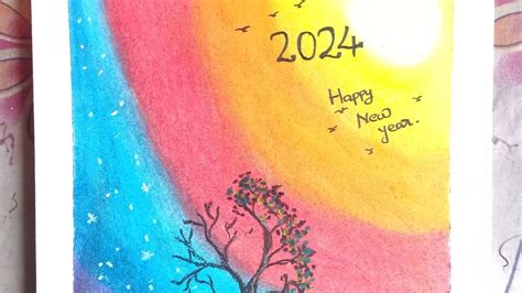 How To Draw Happy New Year 2024 New Year Drawing Ideas Oil Pastels