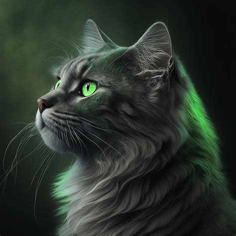 Premium AI Image | Beautiful neon green cat animals images Generative AI