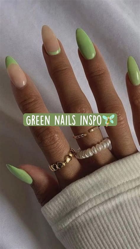 Green Nails Inspo🧚🏻 Green Nails Gel Nails Almond Nails