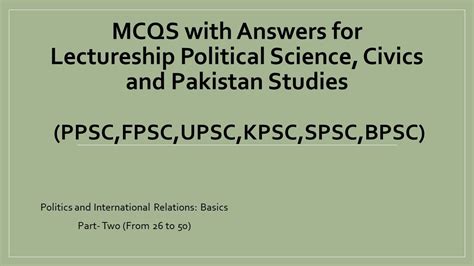 Pol Sci MCQs Political Science PPSC Lecturer Civics Pakistan