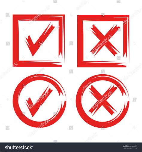 Grunge Red Check Mark Wrong Mark Icons Royalty Free Stock Vector