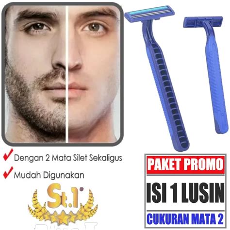 PROMO Alat Cukur Kumis Dan Jenggot Mata 2 Warna Biru Cukuran St 1