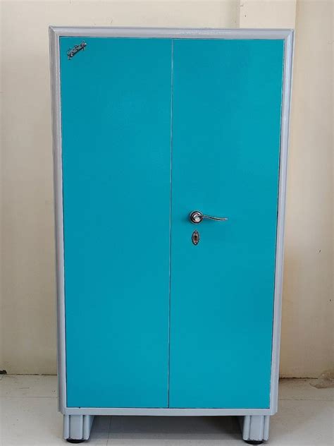 2 Door With Locker 4 Shelves Blue Mild Steel Almirah Without Mirror At