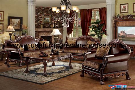 Acme Furniture Dresden Living Set In Cherry Finish