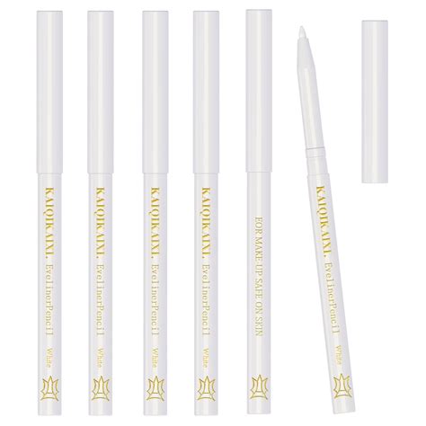 6pcs White Eyeliner Pencils Professional Use As Highlighterlip Line Pen Long