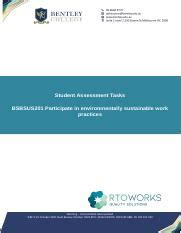 Bsbsus Student Assessment Tasks Docx Student Assessment