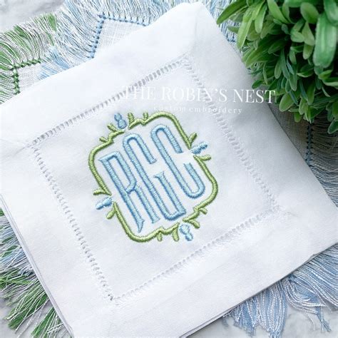 Custom Embroidered Linen Cocktail Napkins Monogrammed Hostess T Housewarming T Wedding