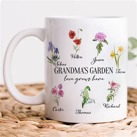 Personalized Birth Flower Grandmas Garden Mug