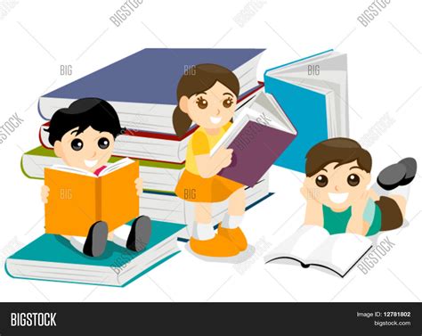 Kids Reading Books - Vector Stock Vector & Stock Photos | Bigstock