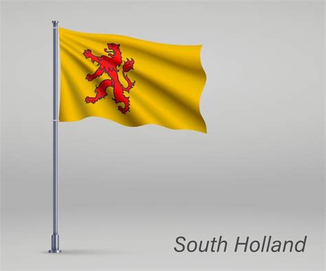 Ondeando la bandera de la provincia de holanda meridional de los países