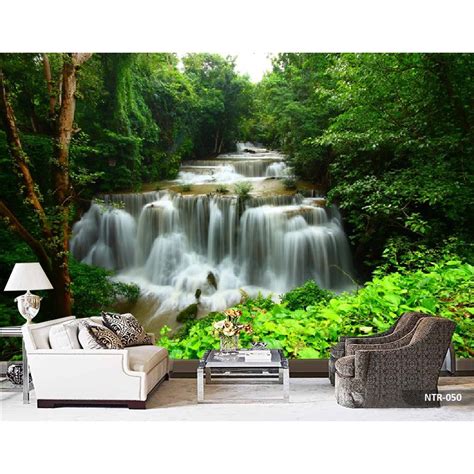 Jual Wallpaper Custom Ruang Tamu Motif Air Terjun Nature Wall