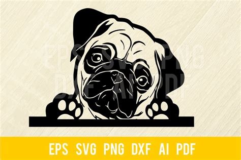 Peeking Pug Dog Svg Clipart Vector Cut 1498924