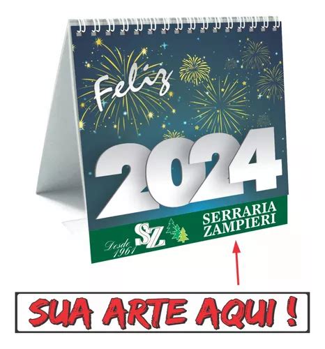 50 Calendários De Mesa Impressão Colorida Com Sua Logo Frete Grátis