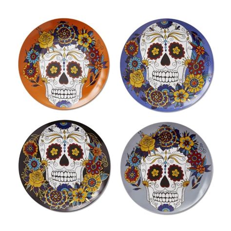 Halloween Day Of The Dead Mixed Salad Plate Set Of 4 50 Williams