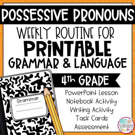 Grammar Fourth Grade Activities Possessive Pronouns Not So Wimpy Teacher