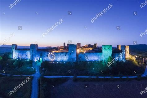 Monteriggioni Castles Walls Enlightened Blue Color Editorial Stock ...