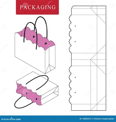 Plantilla De Empaquetado Del Bolso Para Llevar Ejemplo Del Vector Del
