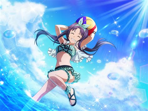 Yuuki Sao Sword Art Online 1girl Aqua Bikini Aqua Bow Aqua Hairband Aqua Skirt