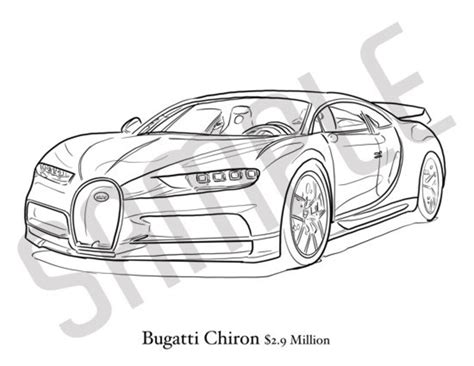 Bugatti Chiron Adult Coloring Book Printable Coloring Pages Coloring Book Adults Digital