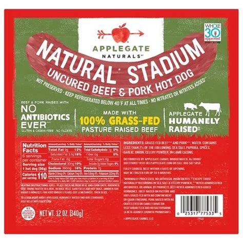 Applegate Natural Stadium Uncured Hot Dog Beef And Pork Foodland