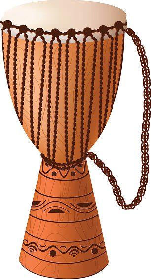 Vector Realistic African Drum Djembe Stock Clipart Royalty Free