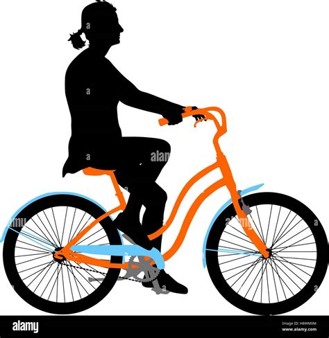 Silhouette Eines M Dchens Radfahrer Vektor Illustration Stock