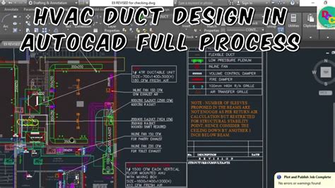 Hvac Duct Design In Autocad By Equal Friction Method Mcquay Duct Sizer Autocad Live Project