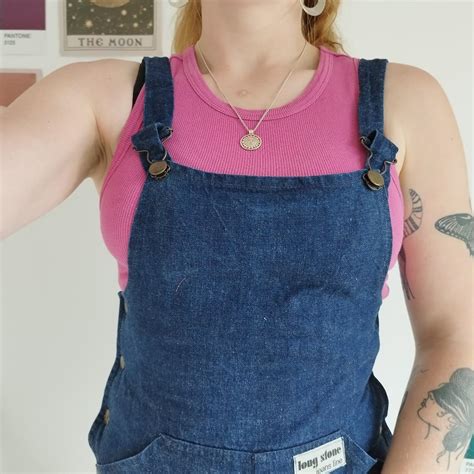 Dreamy Vintage Dungarees In Dark Wash Denim These Depop