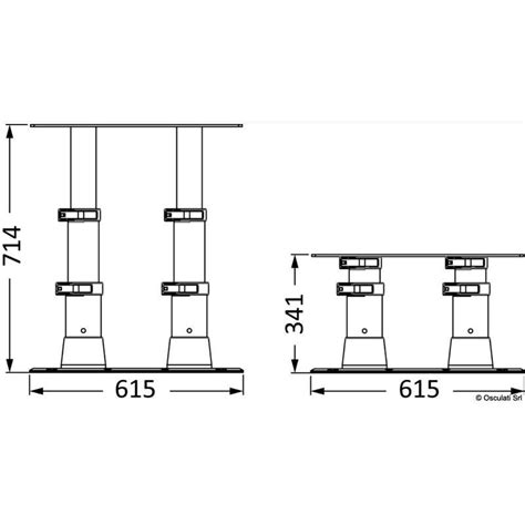 OSCULATI Pied de table à vérin à gaz inox pour bateau 615 x 300mm