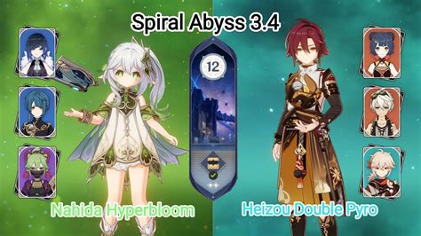 C0 Nahilan Hyperbloom C4 Heizou Double Pyro Spiral Abyss 3 4