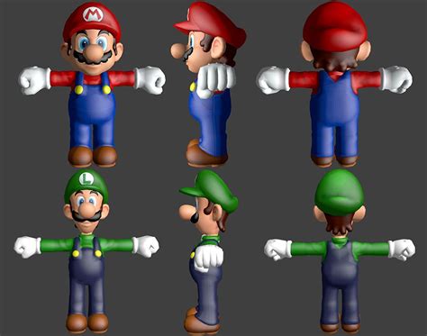 Mario And Luigi Front Side And Back Mario Bros Mario And Luigi