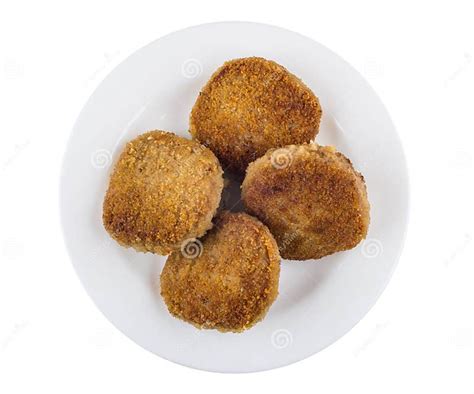 Fried Meat Cutlets In Glass Plate On White Background Stock Image Image Of Close Cutlet