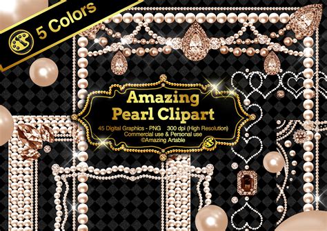 Amazing Pearl Frame Clipart 5 Colors Luxury Pearl Overlays Vintage