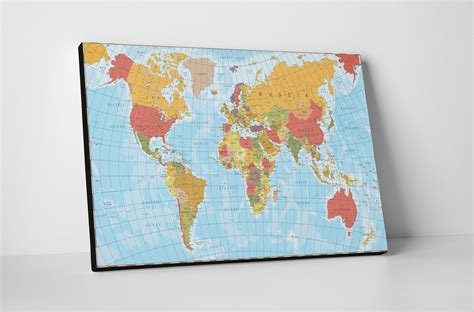 Canvas World Map | Vintage Physical World Map | Light Blue – Allways ...