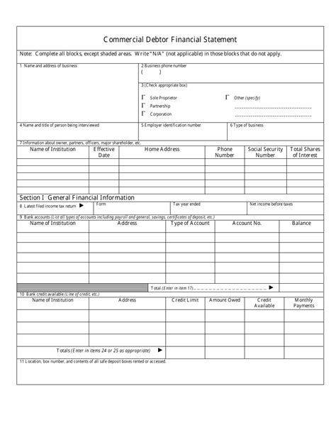 Commercial Debtor Financial Statement Fill Out Sign Online And Download Pdf Templateroller