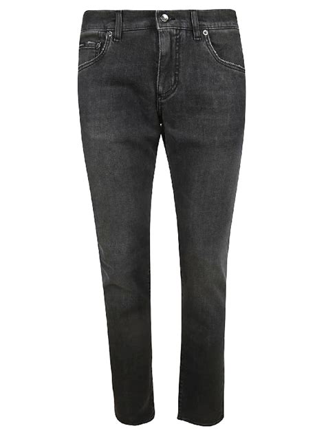 Dolce And Gabbana Slim Denim Stretch Jeans In Grigio Scuro Modesens