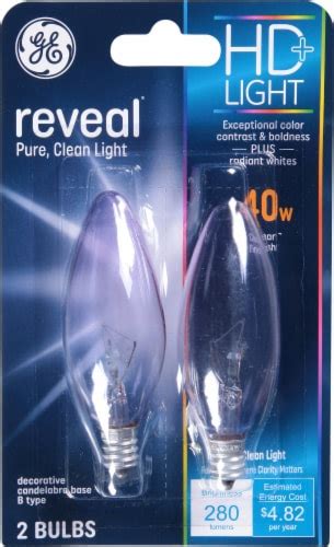 Ge Reveal 40 Watt Decorative B Type Candelabra Light Bulbs 1 Ct Fred Meyer