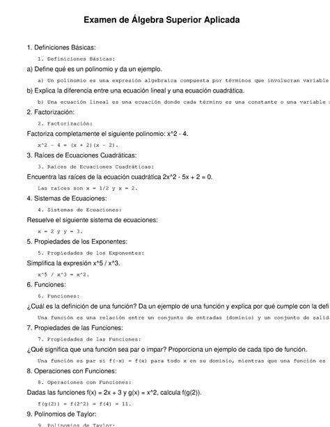 Exam algebra superior Examen de Álgebra Superior Aplicada 1