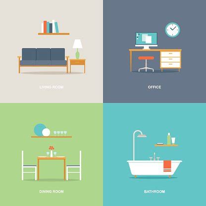 Interior Room Types Furniture Icons Stock Vector | Royalty-Free ...