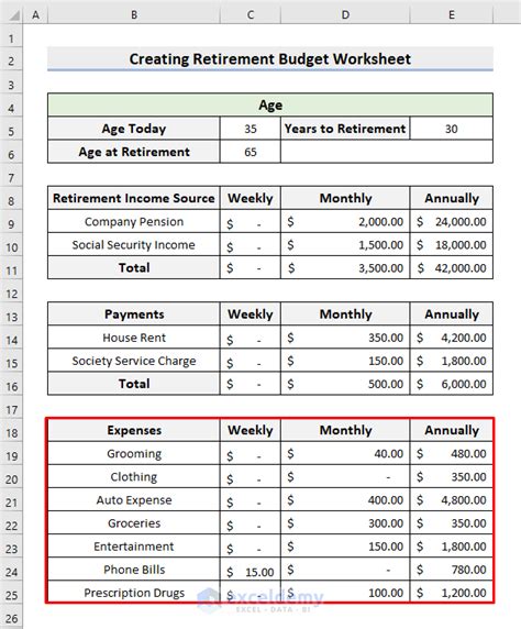 Create Retirement Budget Worksheet In Excel With Easy Steps