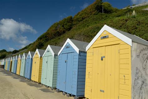 Beach Huts on Seafront at Bournemouth, Dorset Stock Photo - Image of ...