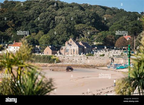 St Brelades Bay Church On Channel Island Jersey Holiday Sunrise At Dawn