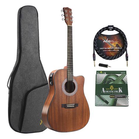 Buy Adm Full Size Acoustic Electric Solid Top Guitar Inch Cutaway