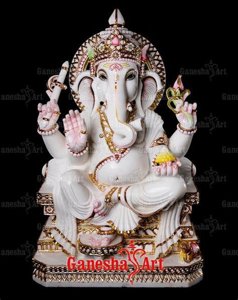 Ahmedabad White Marble Ganesha Statue GN 1050 Size 1 Feet To 6 Feet