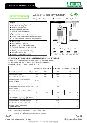 MUR3060CTR Datasheet PDF Thinki Semiconductor Co Ltd