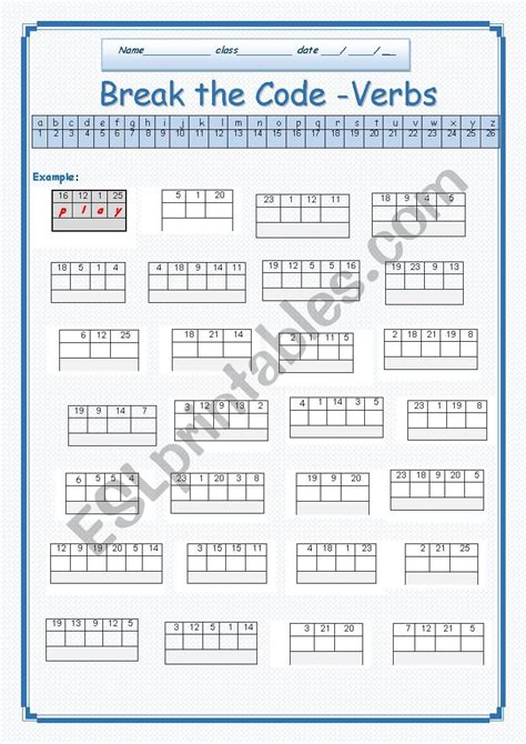 Break The Code Esl Worksheet By Schulzi